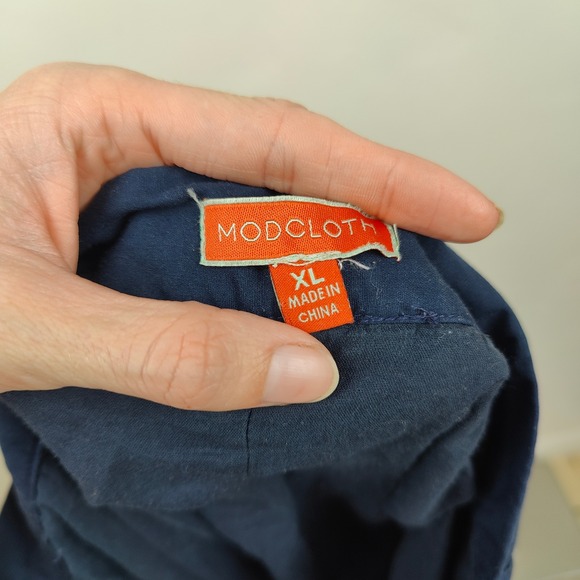 ModCloth Skirt Women XL Navy Blue Roman Numeral Clock Print A-Line Whimsigoth - Picture 9 of 10